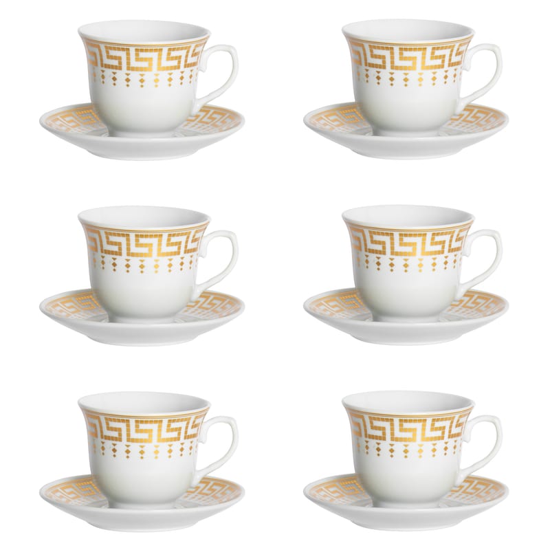 Tea Set Meander 12pc White-Gold
