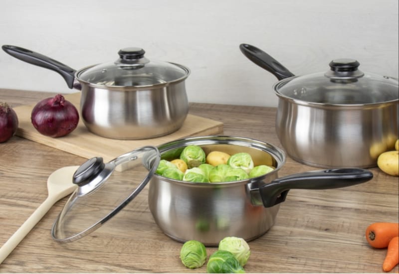 Lustro Stainless Steel Saucepan Set 3pc Black (16-18-20CM)