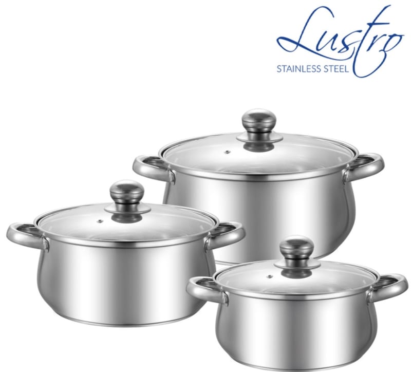 Lustro Stockpot stainless steel Set 3pc (20-22-24 CM) 3L,4L,5L