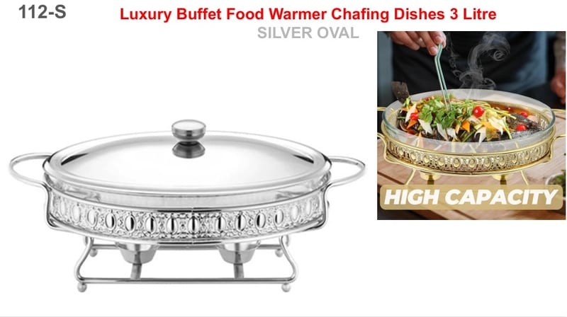 Luxury Buffet Food Warmer Chafing Dishes 3 Litre SILVER OVAL