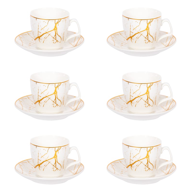 Tea Set 12pc Marbled Gold