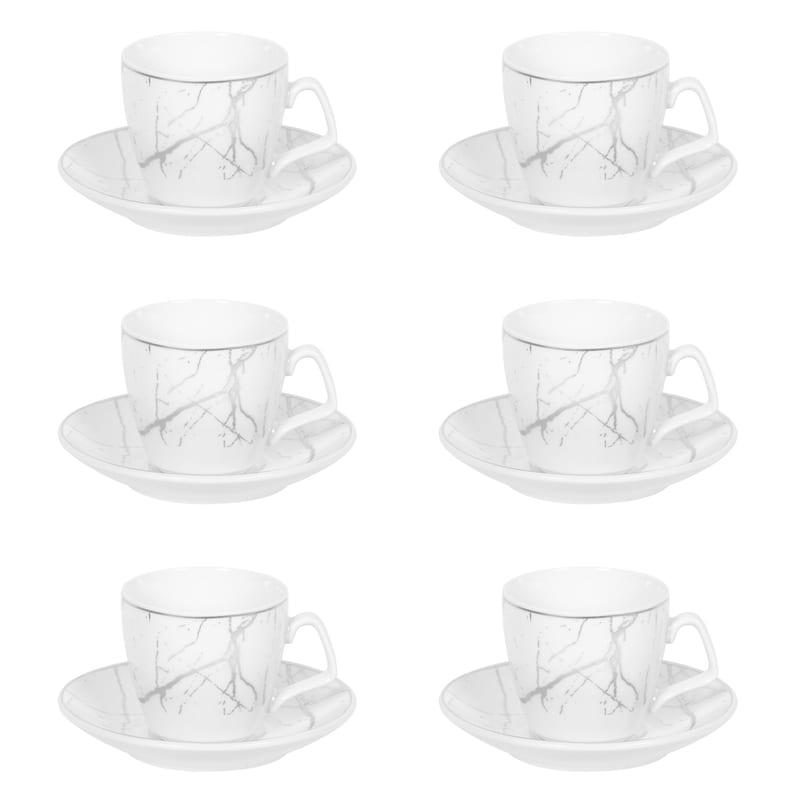 Tea Set 12pc Marbled Silver
