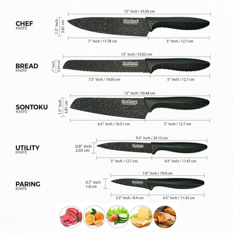 MARBEL PATTERN 5 Kitchen Knives Set Cooking Knives