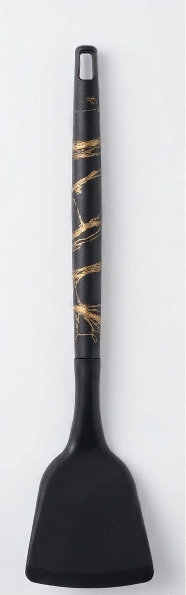 Black/Gold Marble-Patterned Handle Silicone turner 33cm