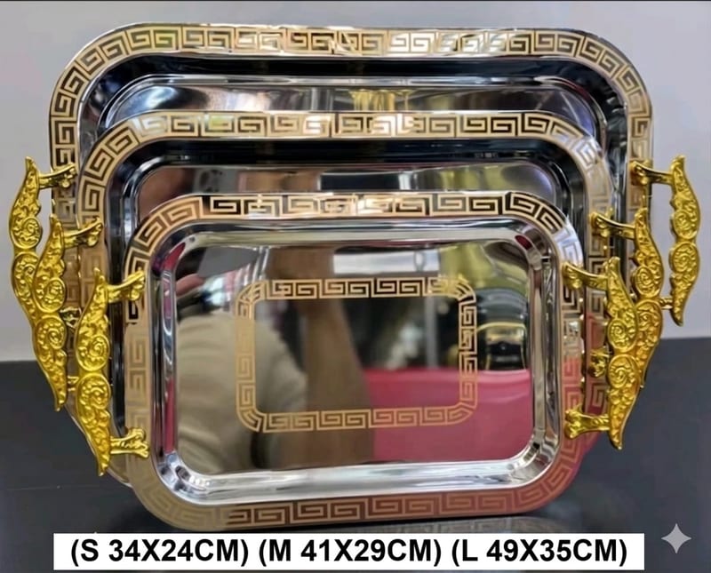RECTANGLE STAINLESS STEEL 3PCS TRAY LARGE PREMIUM