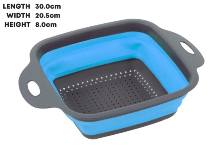 Silicone Folding Colander Square Blue