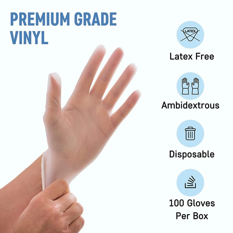 Disposabla Clear Vinyal Gloves Medium