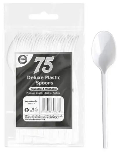 75pc reusable deluxe plastic spoons