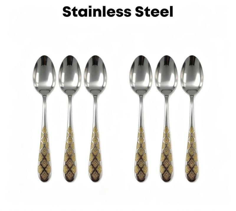 6pc Table Spoon with Gold Pattern