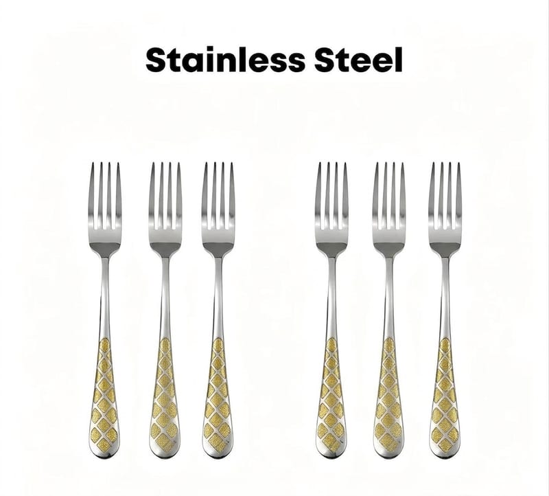6pc Table Fork with Gold Pattern