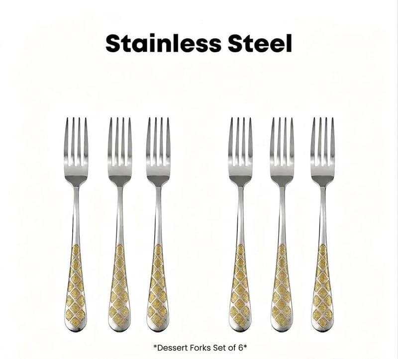 6pc Desert Fork with Gold Pattern