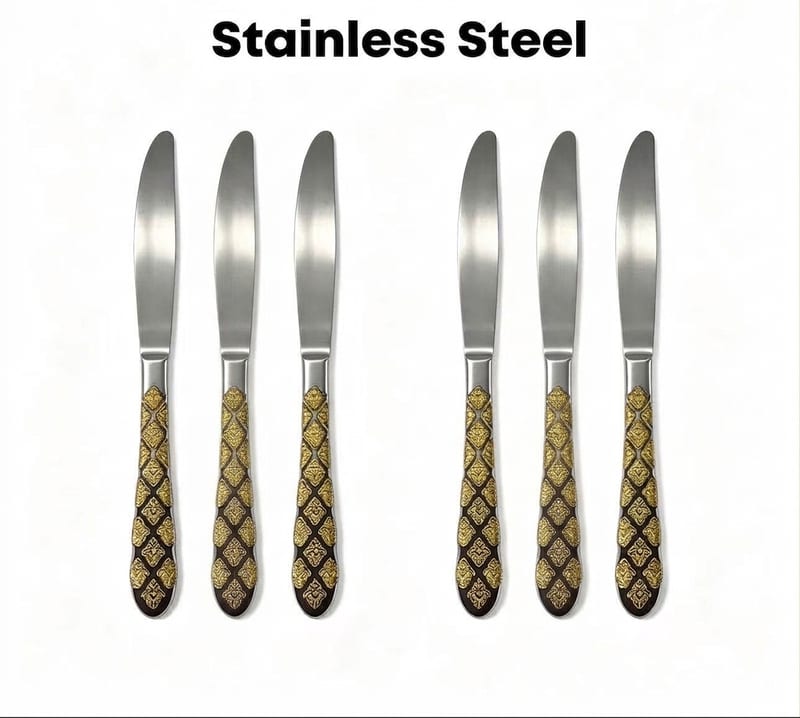 6pc Table Knife with Gold Pattern