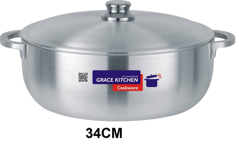 Premium Metal Finish Kaldero 34CM (Shrink Wrapped-Bar Coded)