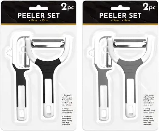 2pc Peeler Set  Black and Grey Sizes: 15cm and 13cm