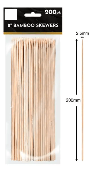 200pk 8" bamboo skewers
