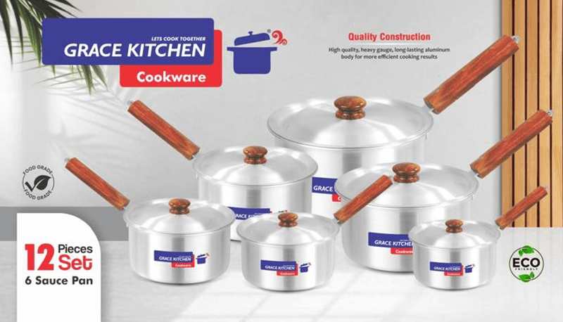 Metal Finish Saucepan Set 1 x 6 (16-18-20-23-26-28 CM)