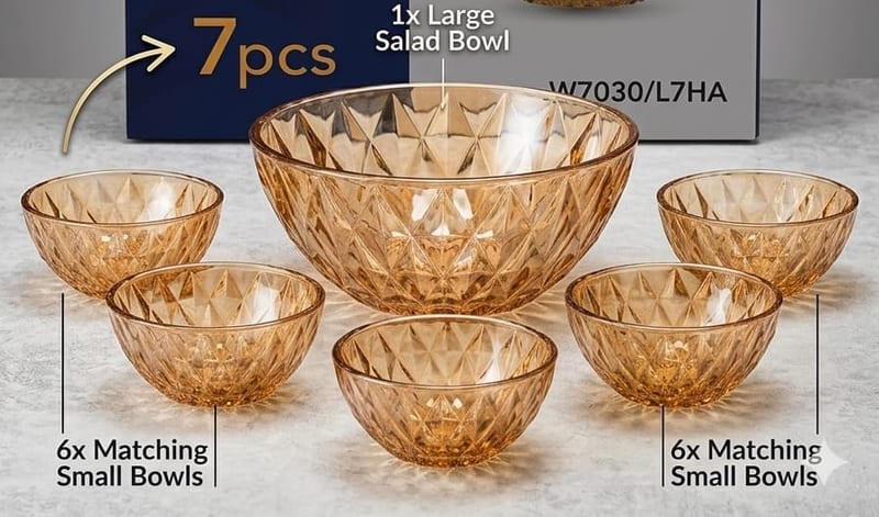 7PCS GLASS FRUIT / ICE CREAM BOWL SET