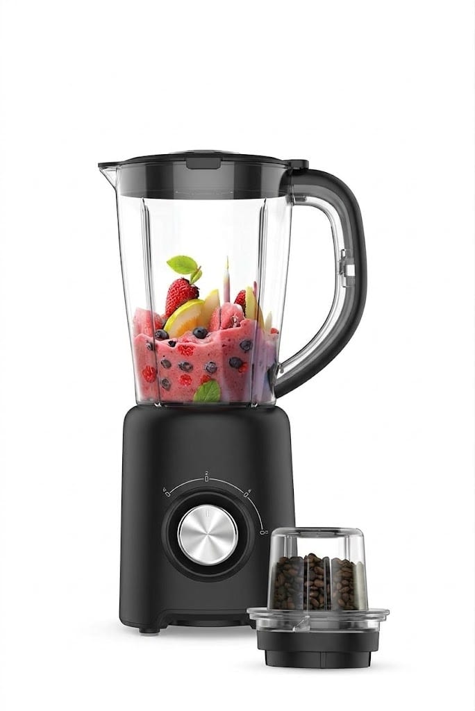 2 in 1 500w Blender With Grinder - Black