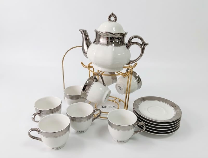 13-picese tea set with jug ,cups and saucer D-7 SILVER
